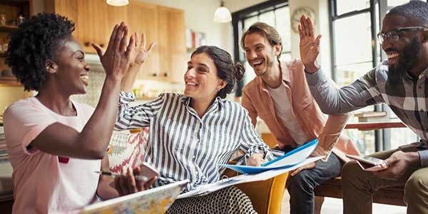 Employees excited at work